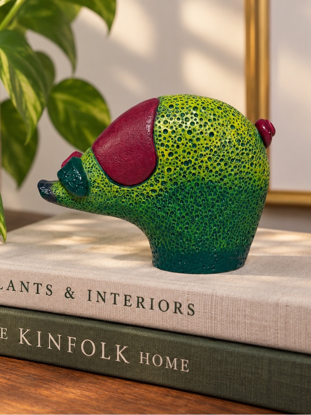 Green Grunt Pig Figurine Ganz Midwest CBK Whimsical Funky Decor 3.75”